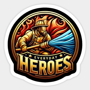 Heroic Firefighter Battling Blaze Sticker